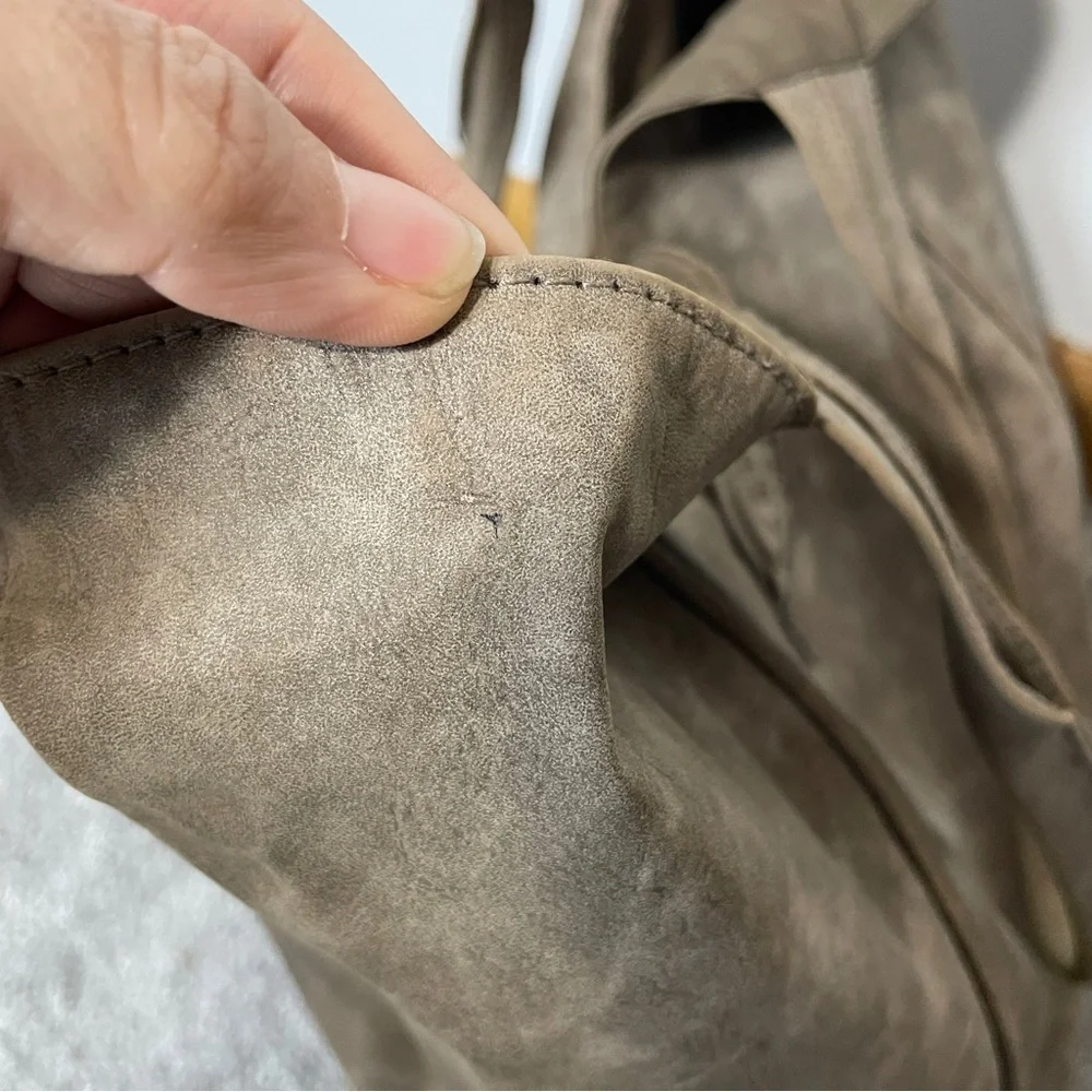 DV by Dolce Vita Large Gray Taupe Fringe Hobo‎ Bag